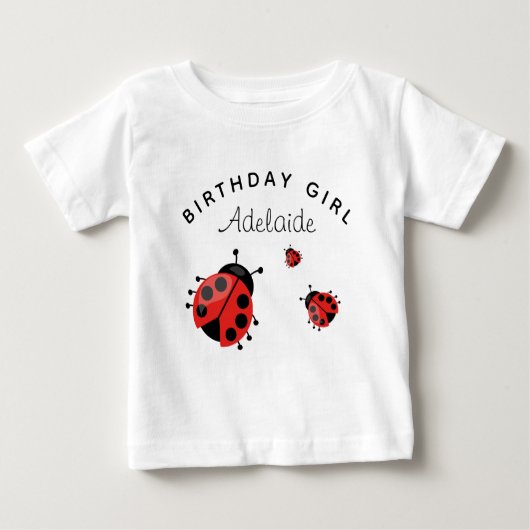 かわいい現代の赤いクモノスハムシ 個人名入り ベビーTシャツ (正面)