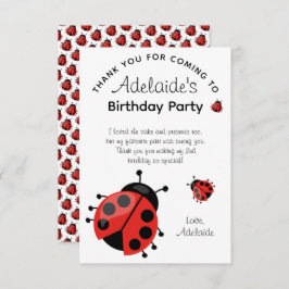 かわいい現代の赤いトンボの誕生日パーティーお礼 サンキューカード