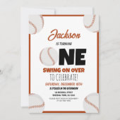 かわいい現代の野球スポーツ子供の1歳の誕生日 招待状 (正面)