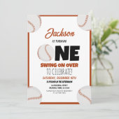 かわいい現代の野球スポーツ子供の1歳の誕生日 招待状 (スタンド正面)