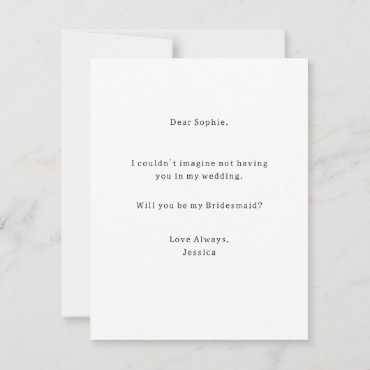 かわいい現代の「私の花嫁の介添え人になってくれる?」写真 招待状 (裏面)