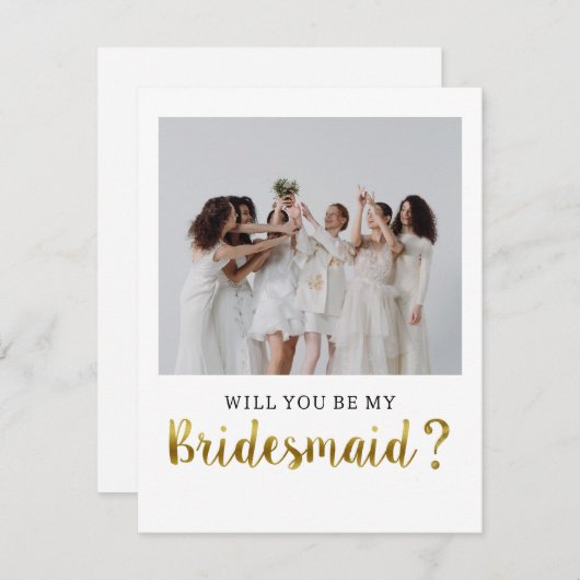 かわいい現代の「私の花嫁の介添え人になってくれる?」写真 招待状 (正面/裏面)