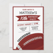 かわいい現代ビッグサッカーリボン子供の誕生日 招待状 (正面)