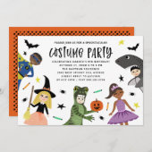かわいい現代的なハロウィン誕生日コスチュームパーティー 招待状 (正面/裏面)