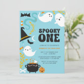 かわいい現代的なボーイゴーストの招待状(ハロウィン) 招待状 (スタンド正面)