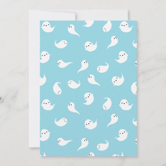 かわいい現代的なボーイゴーストの招待状(ハロウィン) 招待状 (裏面)