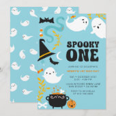 かわいい現代的な少年ゴーストの招待状 ハロウィン 招待状 (正面/裏面)