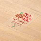 かわいい現代的な赤と白のスライススライスベイビーシャワー アクリル招待状 (レイダウン)