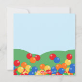かわいい球ピットの跳ね上がりの家の誕生会 招待状 (裏面)