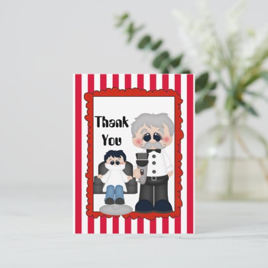 かわいい理容師ショップありがとうはがき ポストカード (スタンド正面)