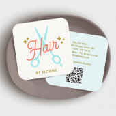 かわいい理髪用鋏QRコード スクエア名刺