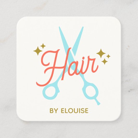 かわいい理髪用鋏QRコード スクエア名刺 (正面)