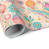 かわいい甘いお洒落カラフル模様ピンク色バルーン ラッピングペーパー (ロールコーナー)