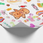 かわいい甘いお菓子アイスクリームジンジャーブレッドキャンディランド ラッピングペーパー (角)