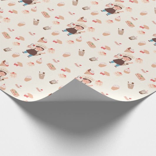 かわいい甘いお菓子カップケーキパターンベーカーギフト ラッピングペーパー (角)