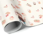 かわいい甘いお菓子カップケーキパターンベーカーギフト ラッピングペーパー (ロールコーナー)