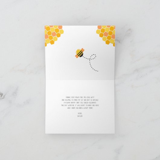 かわいい甘いかわいいのまわりに誕生日ブッズバイ サンキューカード (内部)