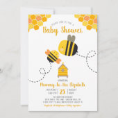 かわいい甘いかわいいママとビーをテーマにした赤ちゃんシャワー 招待状 (正面)