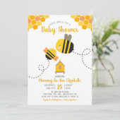 かわいい甘いかわいいママとビーをテーマにした赤ちゃんシャワー 招待状 (スタンド正面)