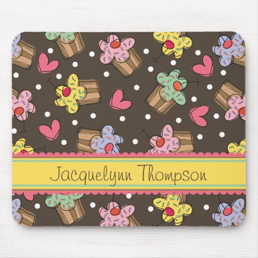 かわいい甘いさくらんぼのカップケーキのお菓子屋のベーカリー マウスパッド (正面)