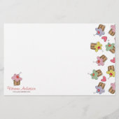 かわいい甘いさくらんぼのカップケーキのお菓子屋のベーカリー 便箋 (正面)