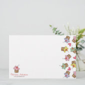 かわいい甘いさくらんぼのカップケーキのお菓子屋のベーカリー 便箋 (スタンド正面)