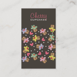 かわいい甘いさくらんぼのカップケーキのお菓子屋のベーカリー 名刺