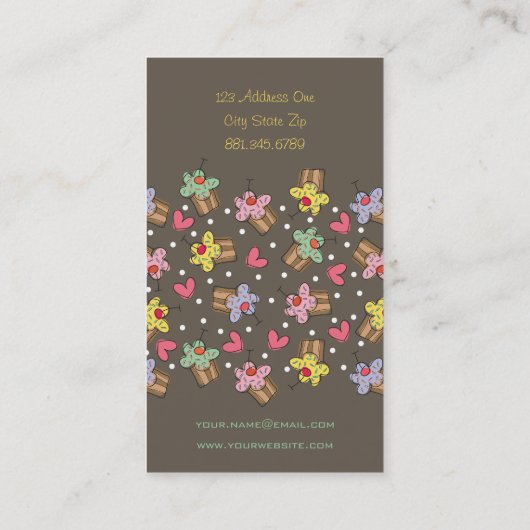 かわいい甘いさくらんぼのカップケーキのお菓子屋のベーカリー 名刺 (裏面)
