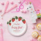 かわいい甘いちご1歳の誕生日 ペーパープレート (パーティー)