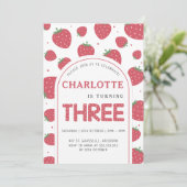 かわいい甘いちご3rd誕生日パーティー 招待状 (スタンド正面)