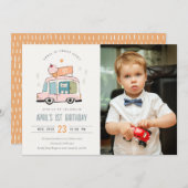 かわいい甘いアイスクリームトラック写真第1誕生日 招待状 (正面/裏面)