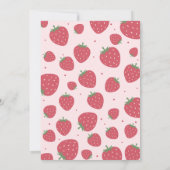 かわいい甘いイチゴ4th誕生日パーティーピンク 招待状 (裏面)