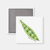 かわいい甘いエンドウ豆の入ったイラストレーション マグネット (正面/裏面)