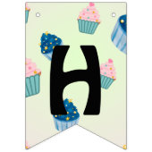 かわいい甘いカップケーキを振りかける2回目の誕生日ガーリー バンティングフラッグ (第2の旗)