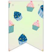 かわいい甘いカップケーキを振りかける2回目の誕生日ガーリー バンティングフラッグ (第1の旗)