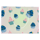 かわいい甘いカップケーキを振りかける2回目の誕生日ガーリー ラージペーパーバッグ (裏面)