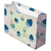 かわいい甘いカップケーキを振りかける2回目の誕生日ガーリー ラージペーパーバッグ (正面アングル)