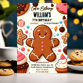 かわいい甘いキッズクッキー交換1st誕生日を処理 招待状
