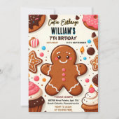 かわいい甘いキッズクッキー交換1st誕生日を処理 招待状 (正面)