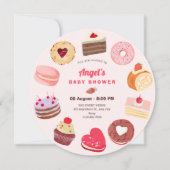 かわいい甘いケーキの赤ちゃんシャワー 招待状 (正面)