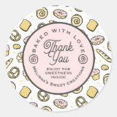 かわいい甘いケーキは愛のパタ焼いたーン ラウンドシール (正面)