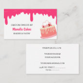 かわいい甘いケーキピンクのドリップペストリー 名刺 (正面/裏面)