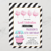 かわいい甘いコットンキャンディパーティの招待状 招待状 (正面/裏面)