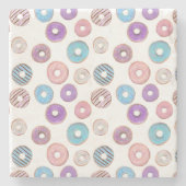 かわいい甘いドーナツ無地のの白い背景の散水 ストーンコースター (正面)