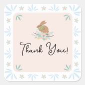 かわいい甘いバニーラビットアニマル第1誕生日パーティー スクエアシール (正面)