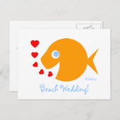 かわいい甘いビーチ結婚式日付はがきを保存 案内ポストカード (正面/裏面)