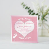 かわいい甘いピンクのコウノトリハートベビーガールシャワー 招待状 (スタンド正面)