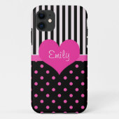 かわいい甘いピンクの水玉模様の名前 Case-Mate iPhoneケース (裏面)