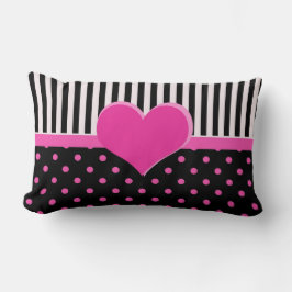 かわいい甘いピンクの水玉模様。 ランバークッション