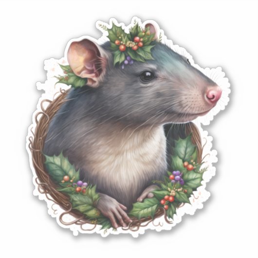 かわいい甘いフェスティバルペットラットホリデークリスマス シール (正面)